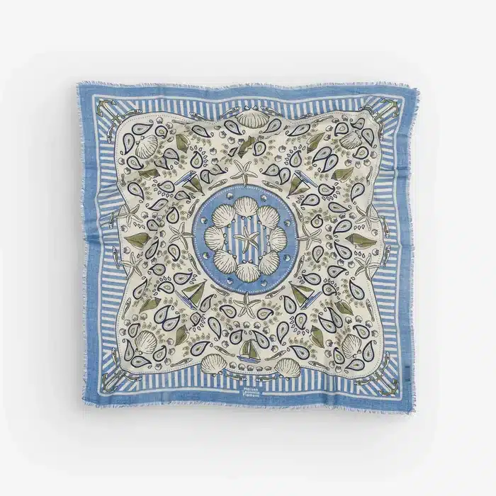 Maison Lecomte Flament villa-silkkihuivi, Bretagne blue